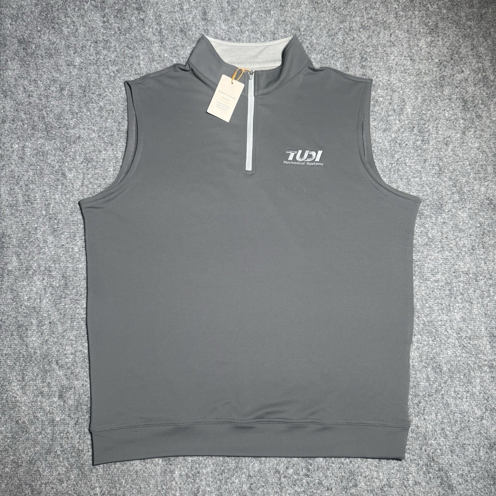 Peter Millar Quarter Zip Vest Men L Gray Softshell Golf Windbreaker ME0EK41 NWT